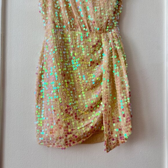 Saylor Kyrie Sequin One Shoulder Mini Dress in Blush - Picture 8 of 10